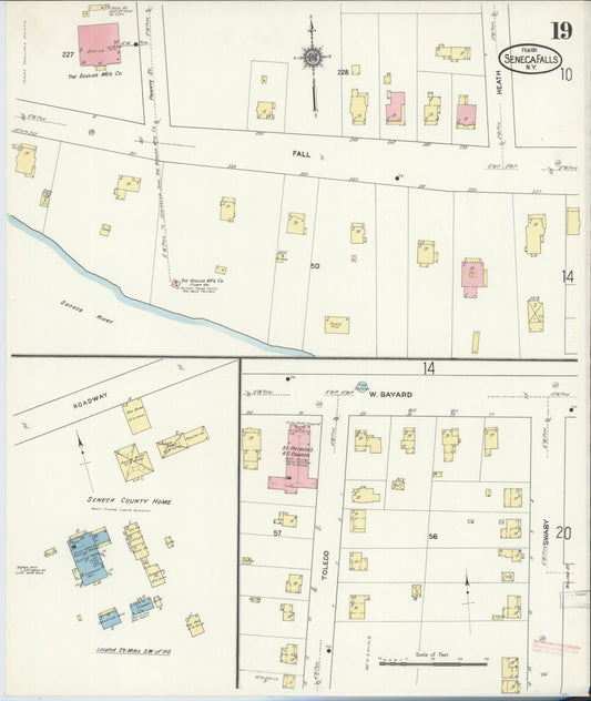 Sanborn Fire Insurance Map from Seneca Falls, Seneca County, New York (1911), Sheet #0019 - Historic Sanborn Fire Insurance Map Print, vintage old map wall art, antique decor, genealogy gift, New York New York map