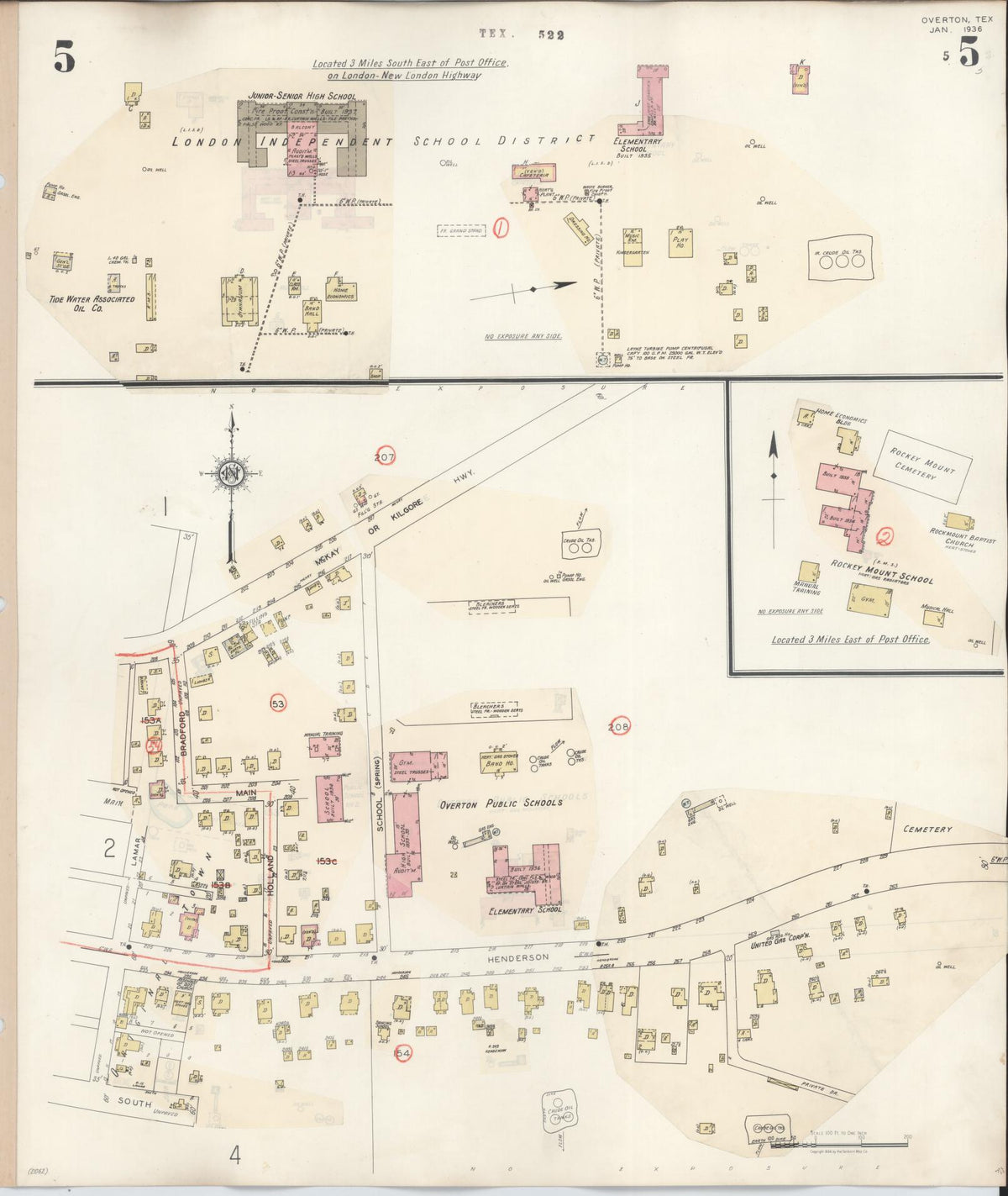 Sanborn Fire Insurance Map from Overton, Rusk County, Texas (1939), Sheet #0005 - Historic Sanborn Fire Insurance Map Print, vintage old map wall art, antique decor, genealogy gift, Texas Texas map