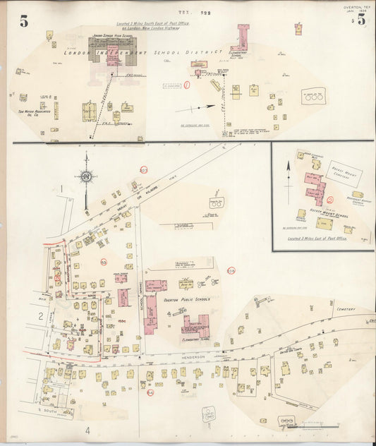 Sanborn Fire Insurance Map from Overton, Rusk County, Texas (1939), Sheet #0005 - Historic Sanborn Fire Insurance Map Print, vintage old map wall art, antique decor, genealogy gift, Texas Texas map