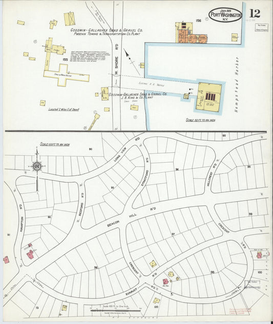 Sanborn Fire Insurance Map from Port Washington, Nassau County, New York (1919), Sheet #0012 - Historic Sanborn Fire Insurance Map Print, vintage old map wall art, antique decor, genealogy gift, New York New York map