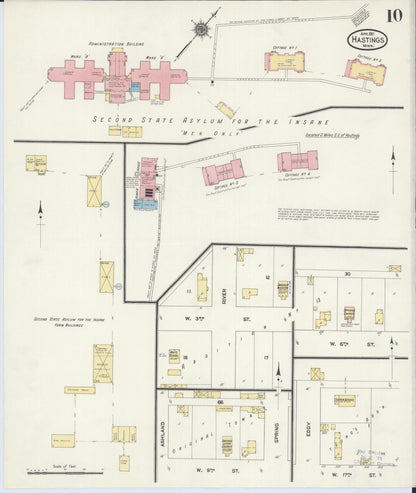 Sanborn Fire Insurance Map from Hastings, Dakota County, Minnesota (1911), Sheet #0010 - Historic Sanborn Fire Insurance Map Print, vintage old map wall art, antique decor, genealogy gift, Minnesota Minnesota map