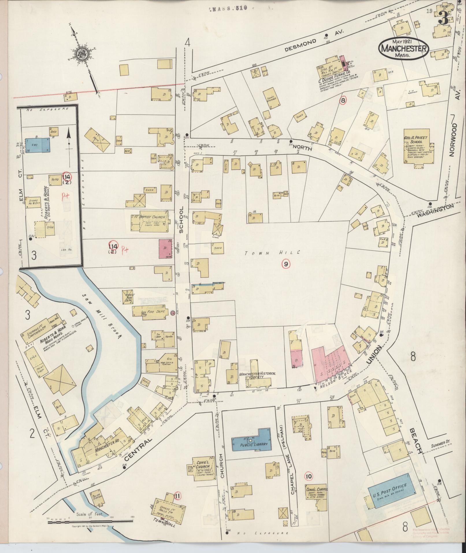 Sanborn Fire Insurance Map from Manchester, Essex County, Massachusetts (1941), Sheet #0003 - Complete Map Set gallery image, historic Sanborn map, vintage wall art, Massachusetts Massachusetts