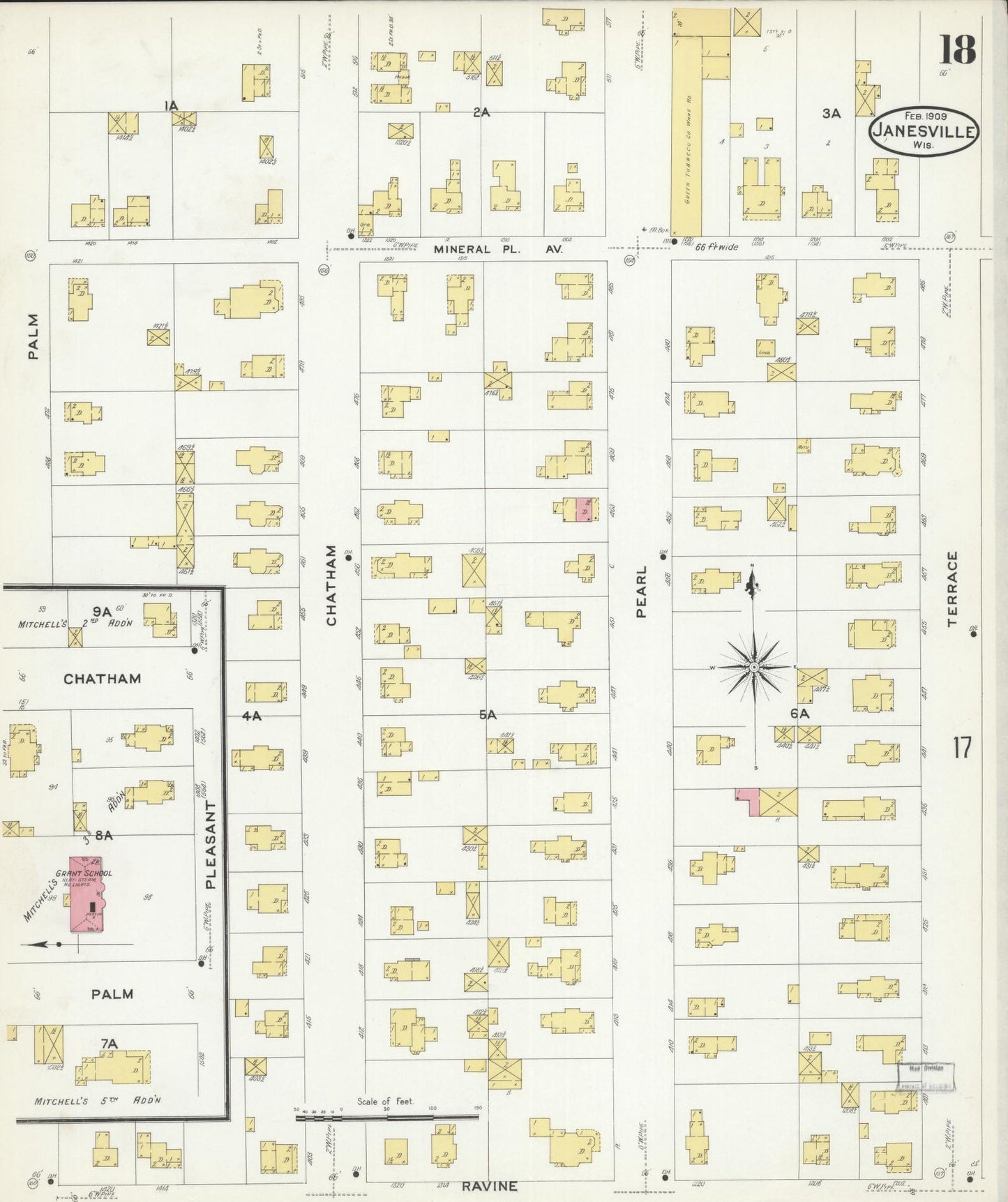 Sanborn Fire Insurance Map from Janesville, Rock County, Wisconsin (1909), Sheet #0018 - Complete Map Set gallery image, historic Sanborn map, vintage wall art, Wisconsin Wisconsin