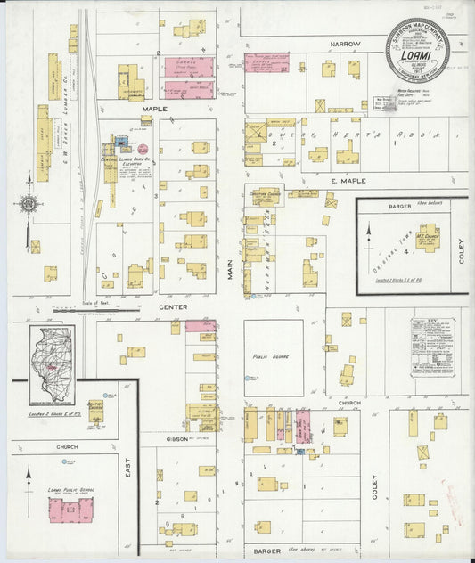 Sanborn Fire Insurance Map from Loami, Sangamon County, Illinois (1917), Sheet #0001 - Historic Sanborn Fire Insurance Map Print, vintage old map wall art, antique decor, genealogy gift, Illinois Illinois map