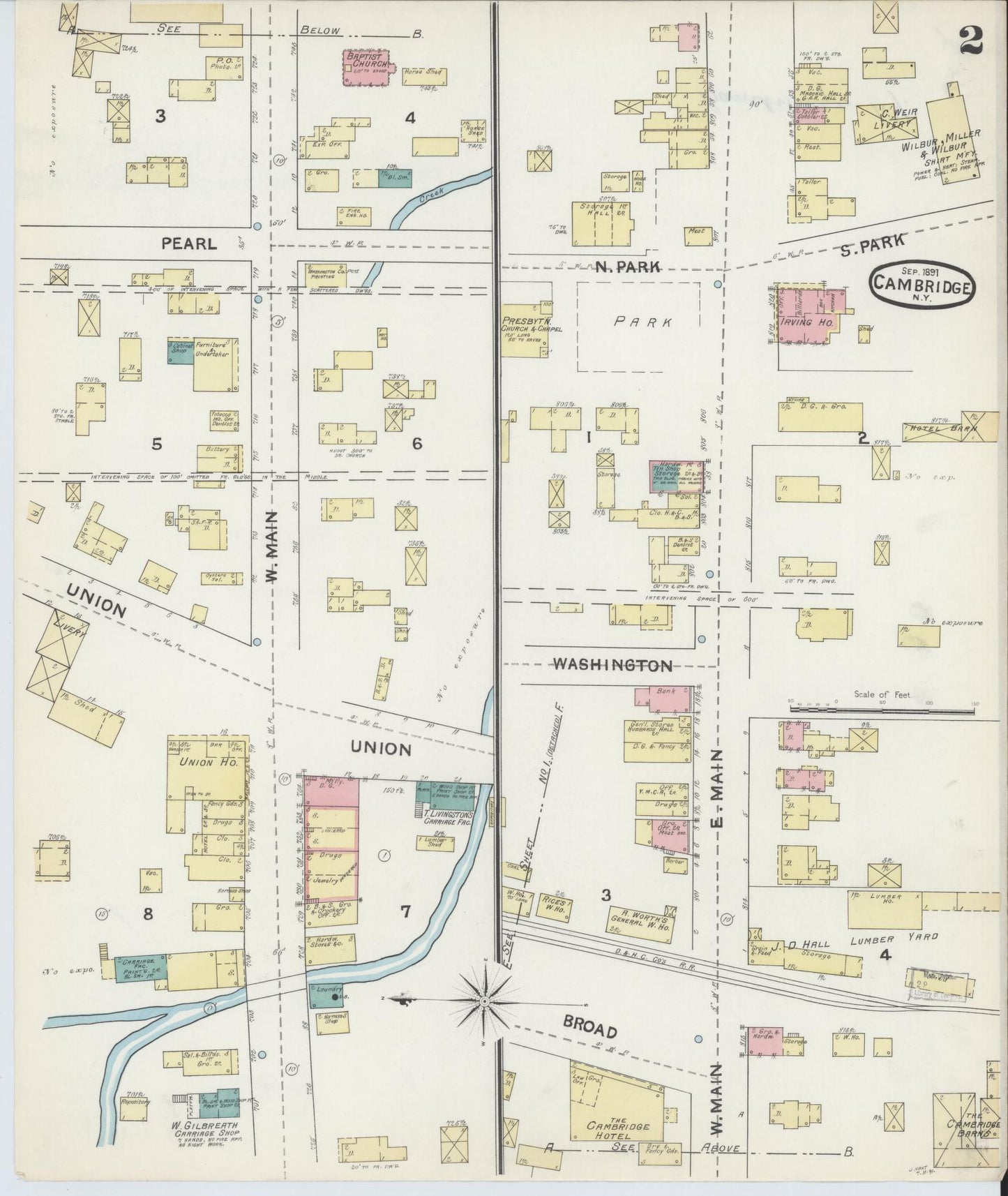 Sanborn Fire Insurance Map from Cambridge, Washington County, New York (1891), Sheet #0002 - Complete Map Set gallery image, historic Sanborn map, vintage wall art, New York New York