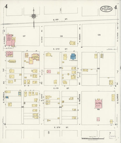 Sanborn Fire Insurance Map from Saint Cloud, Osceola County, Florida (1924), Sheet #0004 - Historic Sanborn Fire Insurance Map Print, vintage old map wall art, antique decor, genealogy gift, Florida Florida map