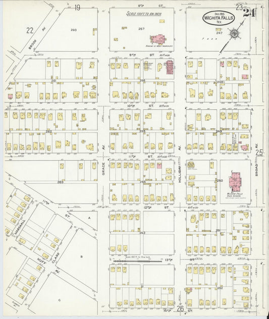 Sanborn Fire Insurance Map from Wichita Falls, Wichita County, Texas (1915), Sheet #0024 - Historic Sanborn Fire Insurance Map Print, vintage old map wall art, antique decor, genealogy gift, Texas Texas map