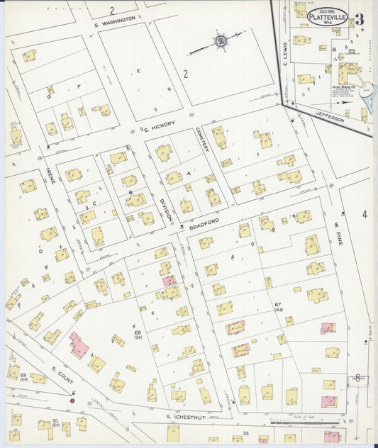 Sanborn Fire Insurance Map from Platteville, Grant County, Wisconsin (1915), Sheet #0003 - Historic Sanborn Fire Insurance Map Print, vintage old map wall art, antique decor, genealogy gift, Wisconsin Wisconsin map
