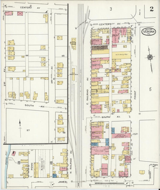 Sanborn Fire Insurance Map from Verona, Allegheny County, Pennsylvania (1919), Sheet #0002 - Historic Sanborn Fire Insurance Map Print, vintage old map wall art, antique decor, genealogy gift, Pennsylvania Pennsylvania map
