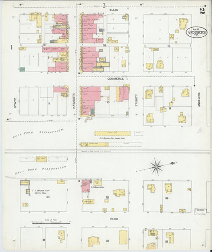Sanborn Fire Insurance Map from Groesbeck, Limestone County, Texas (1901), Sheet #0002 - Historic Sanborn Fire Insurance Map Print, vintage old map wall art, antique decor, genealogy gift, Texas Texas map