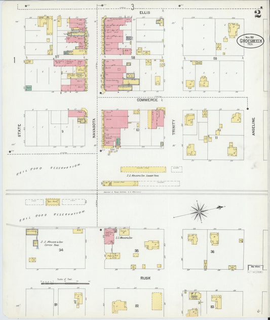 Sanborn Fire Insurance Map from Groesbeck, Limestone County, Texas (1901), Sheet #0002 - Historic Sanborn Fire Insurance Map Print, vintage old map wall art, antique decor, genealogy gift, Texas Texas map