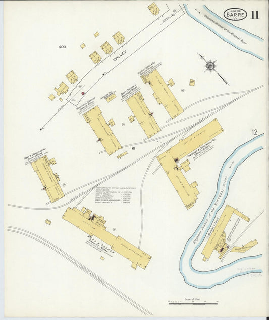 Sanborn Fire Insurance Map from Barre, Washington County, Vermont (1916), Sheet #0011 - Historic Sanborn Fire Insurance Map Print, vintage old map wall art, antique decor, genealogy gift, Vermont Vermont map