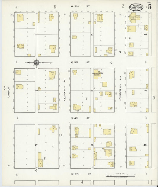 Sanborn Fire Insurance Map from Canyon, Randall County, Texas (1920), Sheet #0005 - Historic Sanborn Fire Insurance Map Print, vintage old map wall art, antique decor, genealogy gift, Texas Texas map