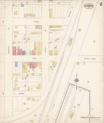 Sanborn Fire Insurance Map from Fromberg, Carbon County, Montana (1912), Sheet #0002 - Complete Map Set gallery image, historic Sanborn map, vintage wall art, Montana Montana