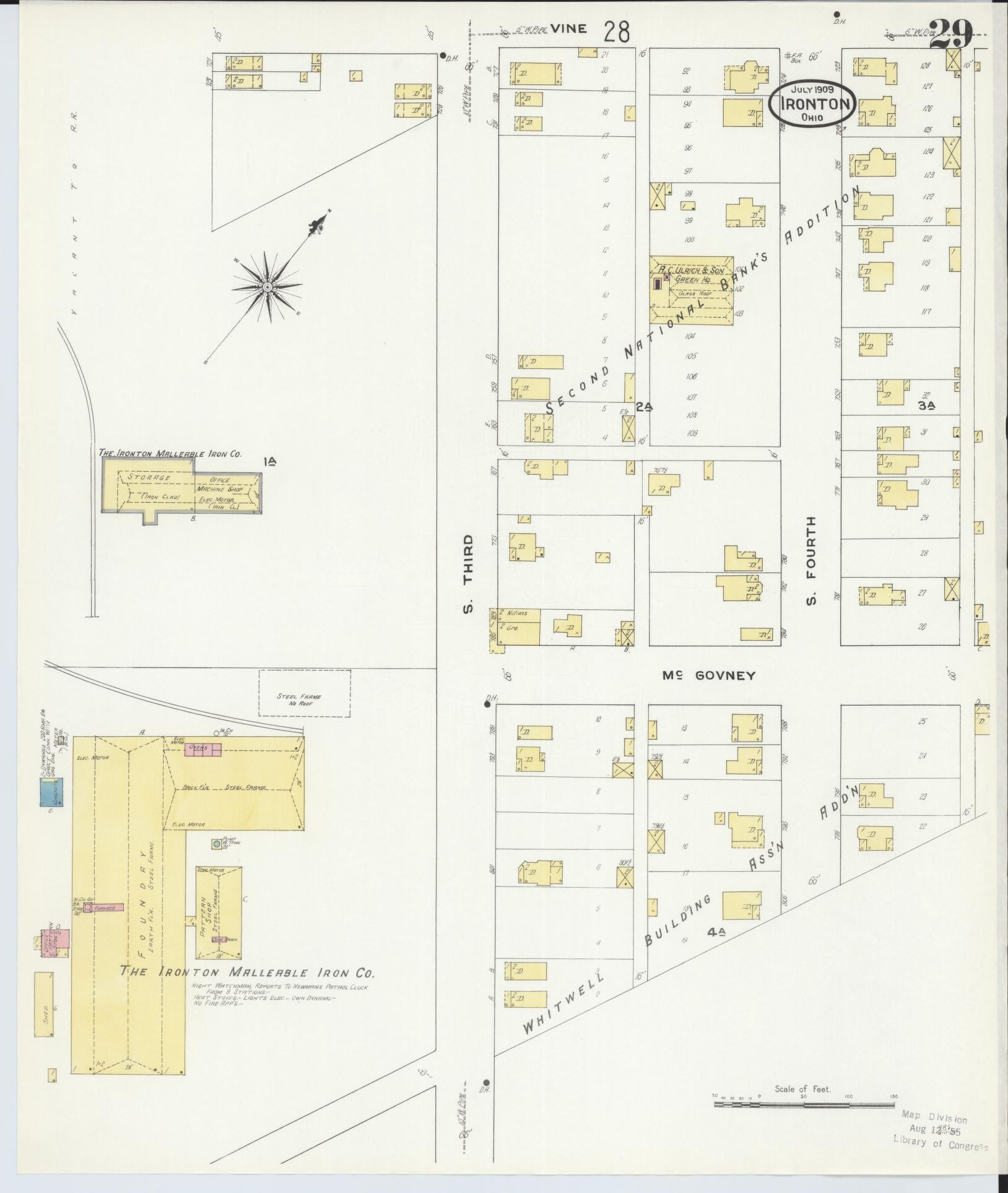 Sanborn Fire Insurance Map from Ironton, Lawrence County, Ohio (1909), Sheet #0029 - Complete Map Set gallery image, historic Sanborn map, vintage wall art, Ohio Ohio