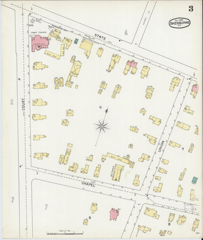 Sanborn Fire Insurance Map from Sherburne, Chenango County, New York (1892), Sheet #0003 - Historic Sanborn Fire Insurance Map Print, vintage old map wall art, antique decor, genealogy gift, New York New York map