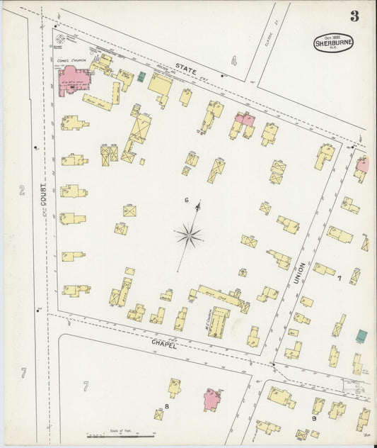 Sanborn Fire Insurance Map from Sherburne, Chenango County, New York (1892), Sheet #0003 - Historic Sanborn Fire Insurance Map Print, vintage old map wall art, antique decor, genealogy gift, New York New York map