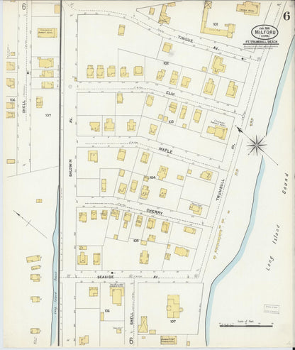 Sanborn Fire Insurance Map from Milford, New Haven County, Connecticut (1906), Sheet #0006 - Complete Map Set gallery image, historic Sanborn map, vintage wall art, Connecticut Connecticut