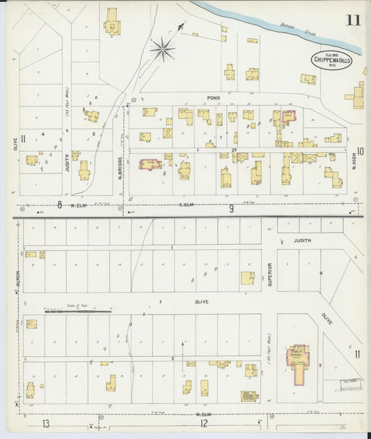 Sanborn Fire Insurance Map from Chippewa Falls, Chippewa County, Wisconsin (1903), Sheet #0011 - Historic Sanborn Fire Insurance Map Print, vintage old map wall art, antique decor, genealogy gift, Wisconsin Wisconsin map