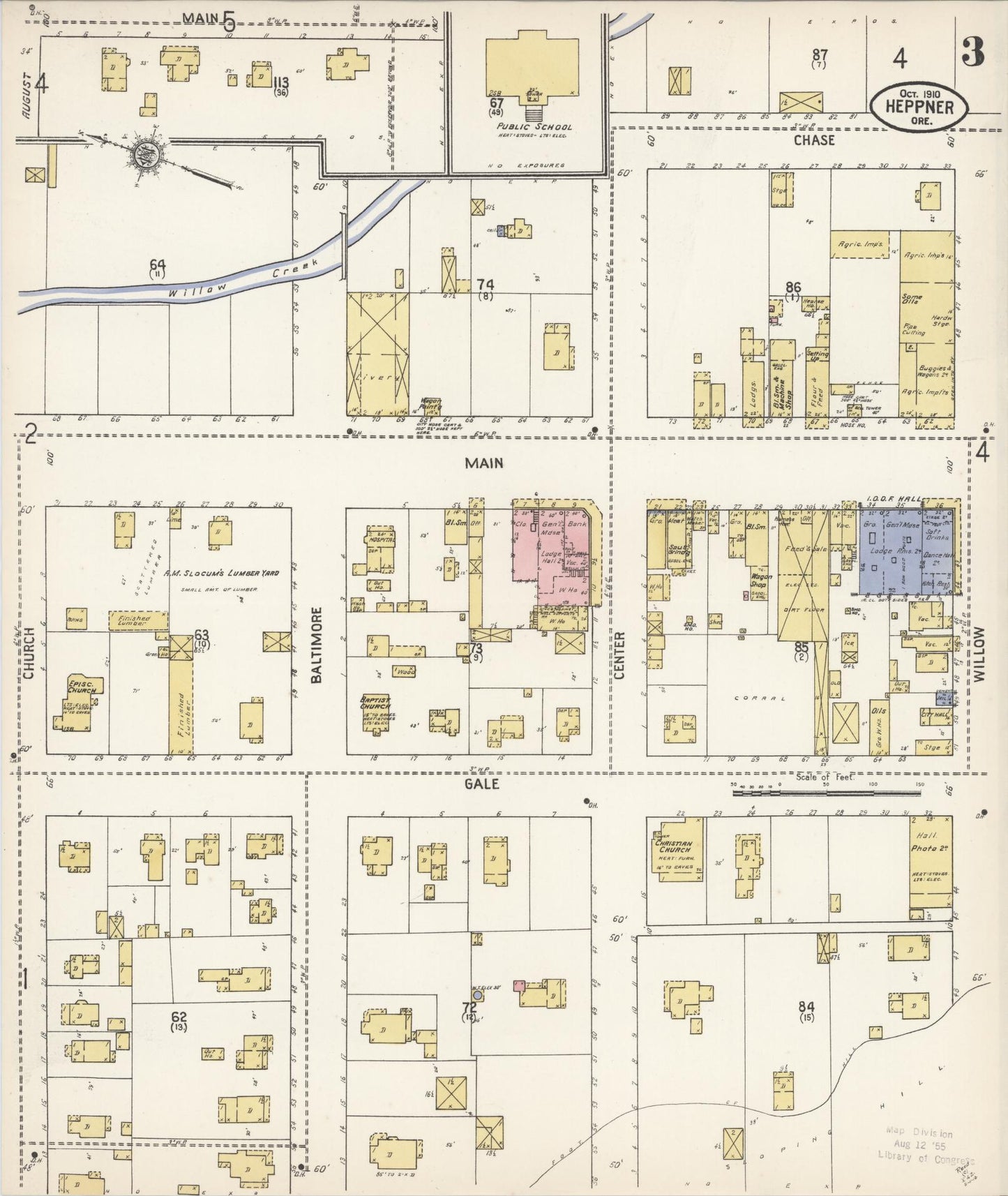 Sanborn Fire Insurance Map from Heppner, Morrow County, Oregon (1910), Sheet #0003 - Complete Map Set gallery image, historic Sanborn map, vintage wall art, Oregon Oregon