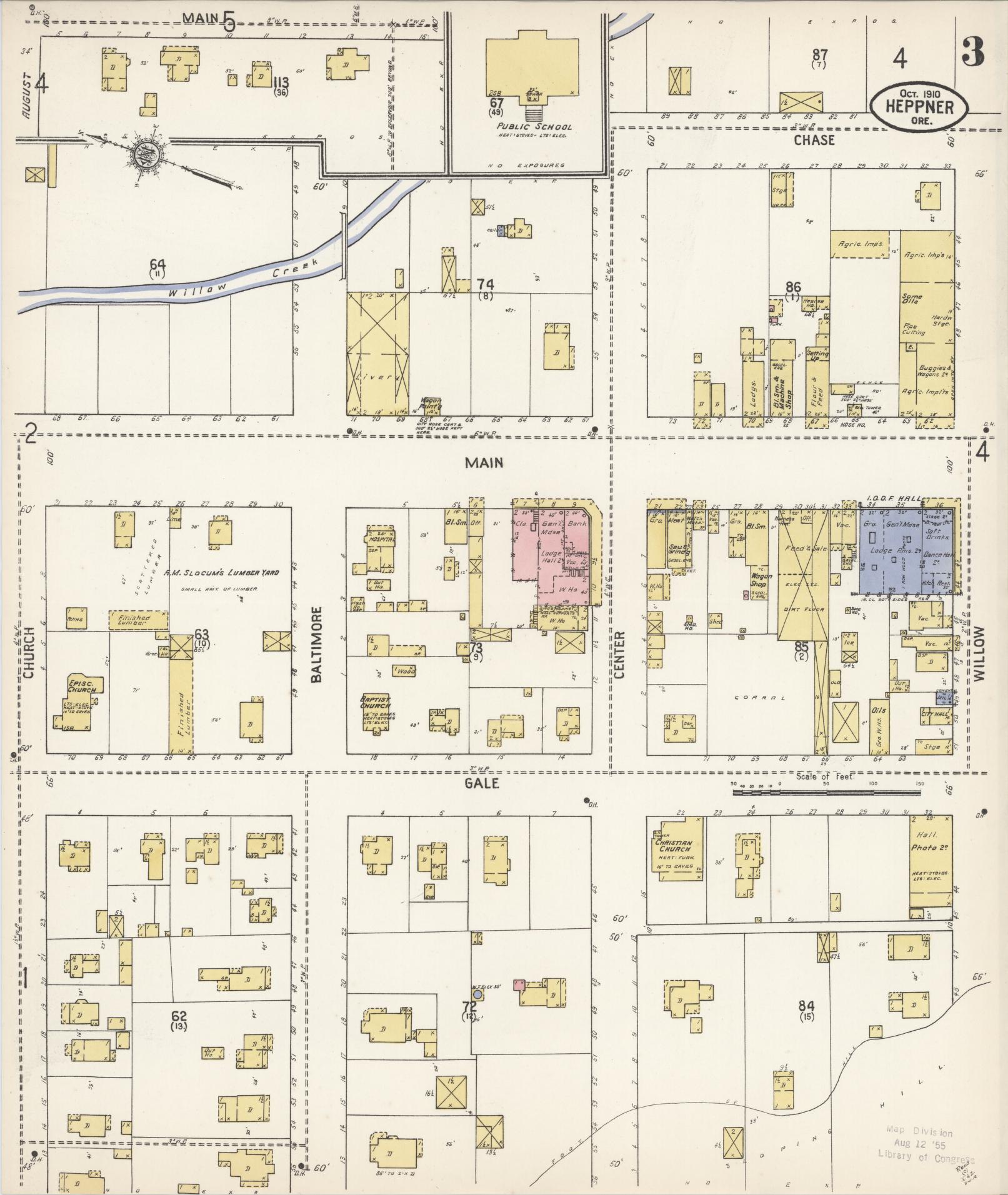 Sanborn Fire Insurance Map from Heppner, Morrow County, Oregon (1910), Sheet #0003 - Complete Map Set gallery image, historic Sanborn map, vintage wall art, Oregon Oregon