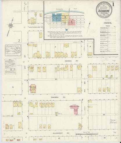 Sanborn Fire Insurance Map from Avonmore, Westmoreland County, Pennsylvania (1913), Sheet #0001 - Complete Map Set gallery image, historic Sanborn map, vintage wall art, Pennsylvania Pennsylvania