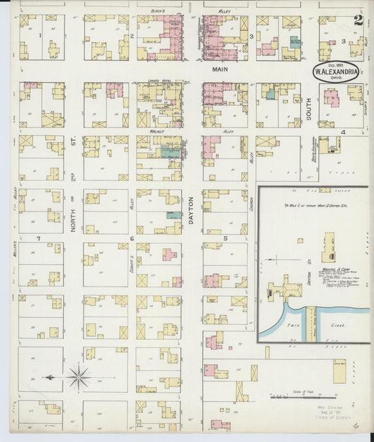 Sanborn Fire Insurance Map from West Alexandria, Preble County, Ohio (1892), Sheet #0002 - Historic Sanborn Fire Insurance Map Print, vintage old map wall art, antique decor, genealogy gift, Ohio Ohio map