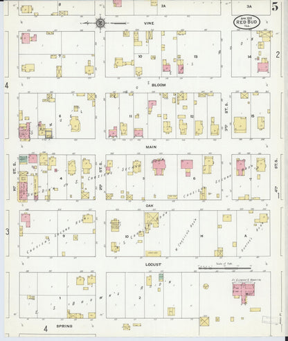 Sanborn Fire Insurance Map from Red Bud, Randolph County, Illinois (1910), Sheet #0005 - Complete Map Set gallery image, historic Sanborn map, vintage wall art, Illinois Illinois