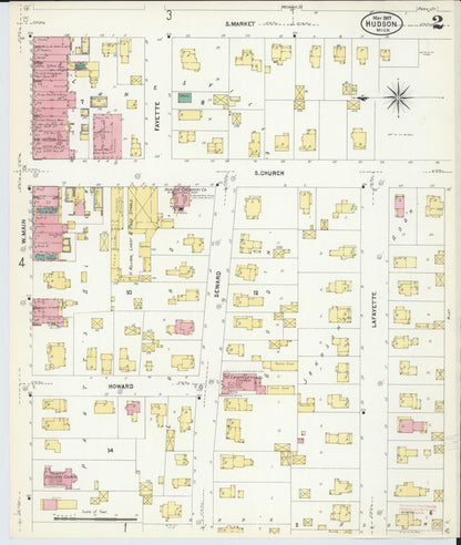 Sanborn Fire Insurance Map from Hudson, Lenawee County, Michigan (1907), Sheet #0002 - Complete Map Set gallery image, historic Sanborn map, vintage wall art, Michigan Michigan