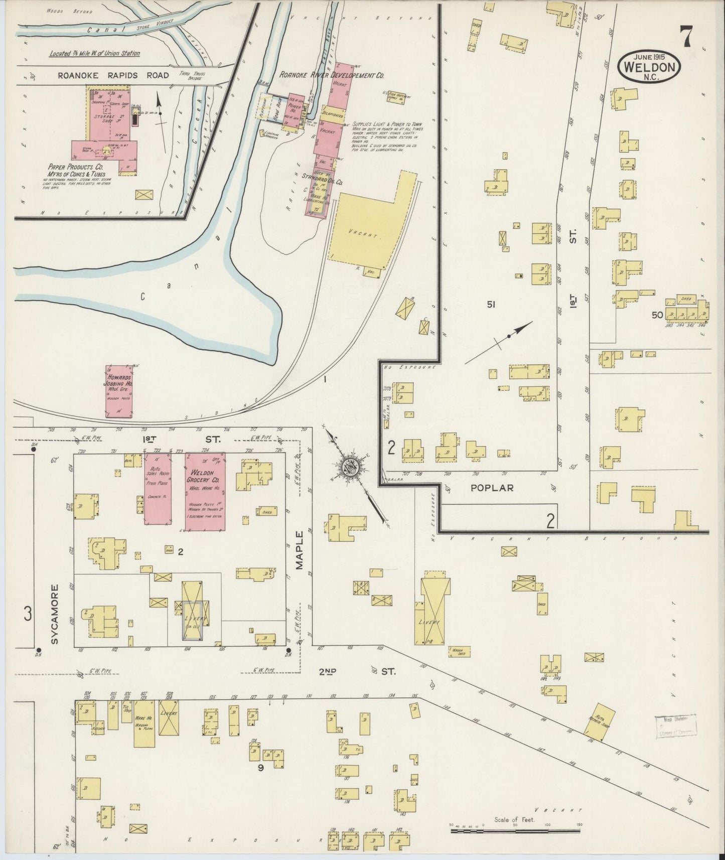 Sanborn Fire Insurance Map from Weldon, Halifax County, North Carolina (1915), Sheet #0007 - Complete Map Set gallery image, historic Sanborn map, vintage wall art, North Carolina North Carolina