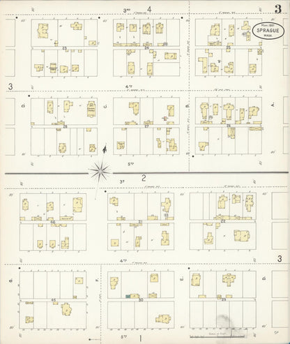 Sanborn Fire Insurance Map from Sprague, Lincoln County, Washington (1897), Sheet #0003 - Complete Map Set gallery image, historic Sanborn map, vintage wall art, Washington Washington