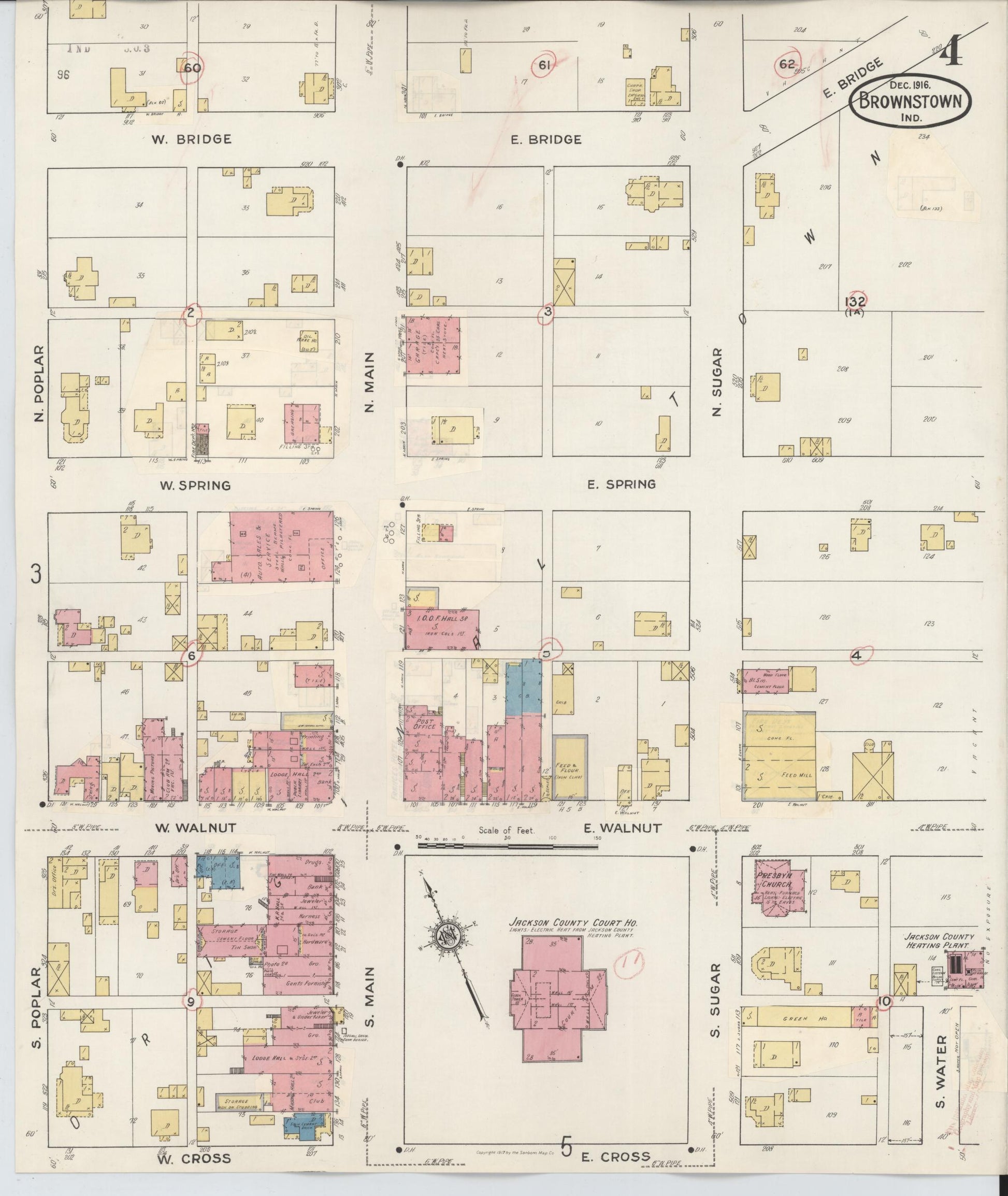 Sanborn Fire Insurance Map from Brownstown, Jackson County, Indiana (1933), Sheet #0004 - Complete Map Set gallery image, historic Sanborn map, vintage wall art, Indiana Indiana