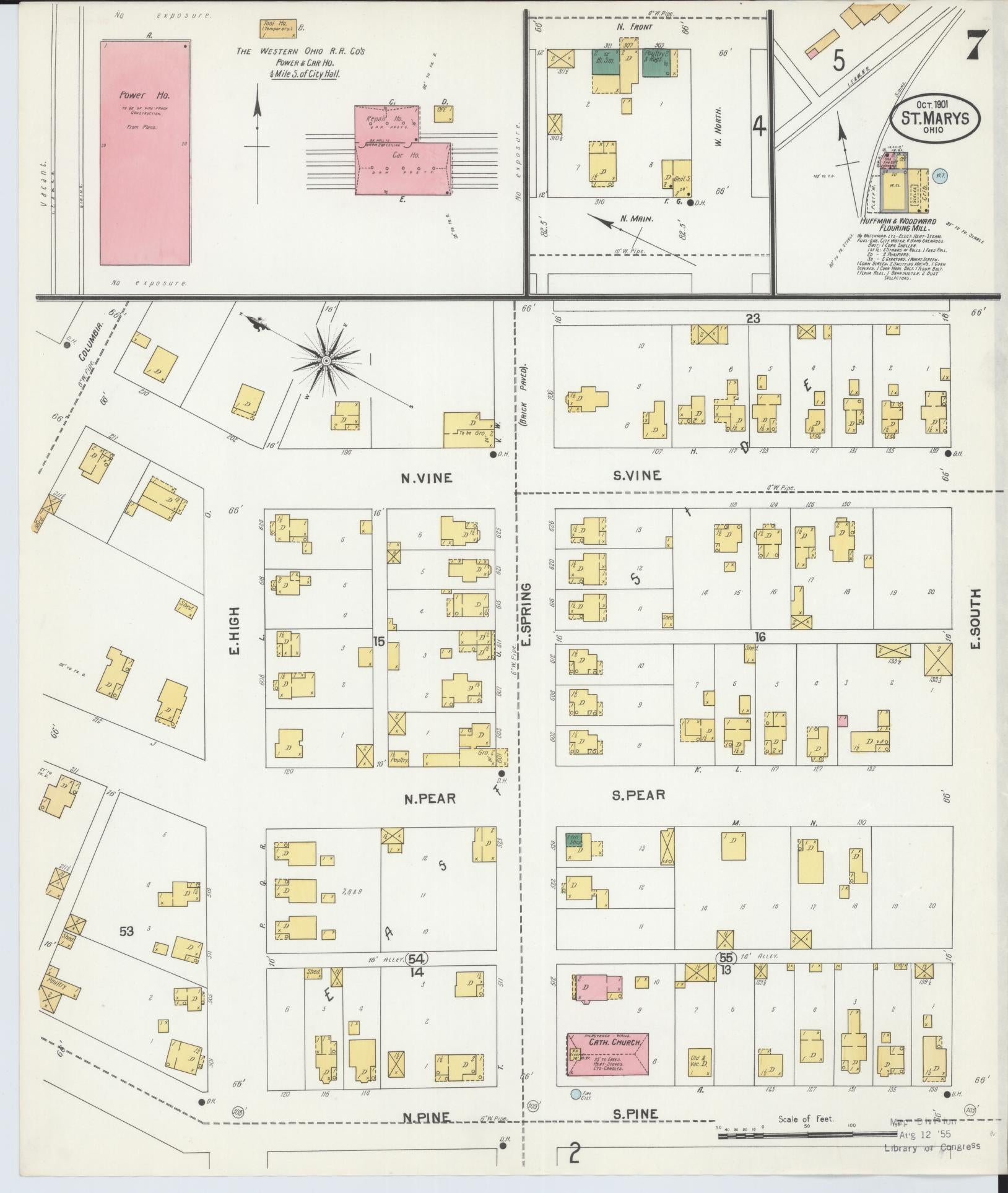 Sanborn Fire Insurance Map from Saint Marys, Auglaize County, Ohio (1901), Sheet #0007 - Complete Map Set gallery image, historic Sanborn map, vintage wall art, Ohio Ohio