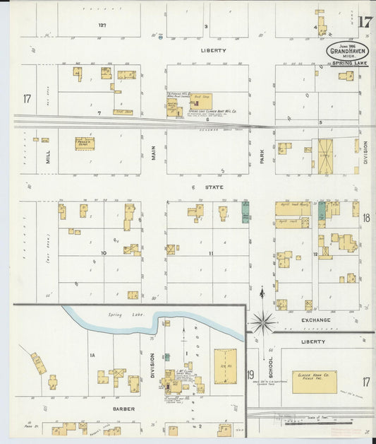 Sanborn Fire Insurance Map from Grand Haven, Ottawa County, Michigan (1906), Sheet #0017 - Historic Sanborn Fire Insurance Map Print, vintage old map wall art, antique decor, genealogy gift, Michigan Michigan map