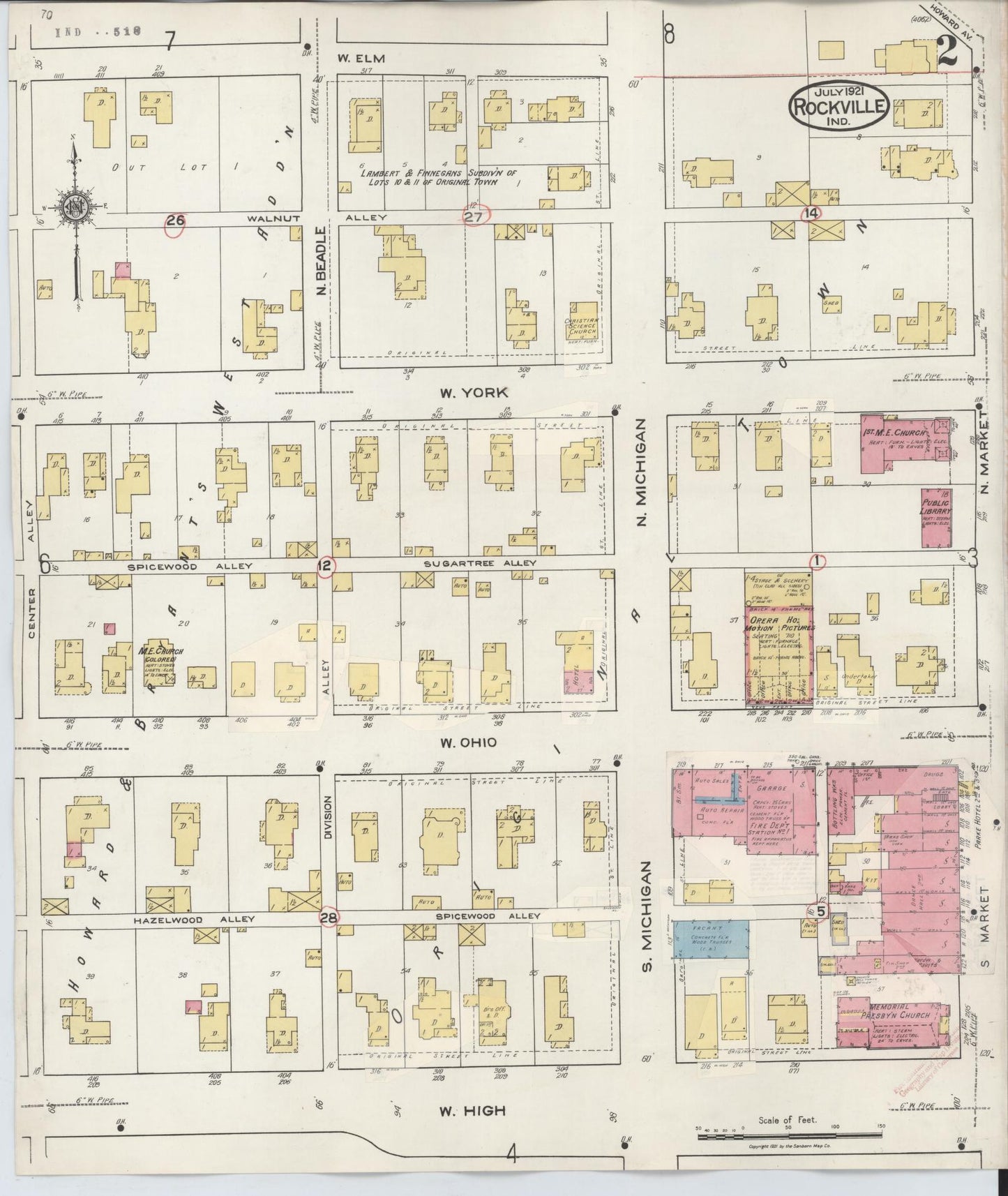 Sanborn Fire Insurance Map from Rockville, Parke County, Indiana (1932), Sheet #0002 - Complete Map Set gallery image, historic Sanborn map, vintage wall art, Indiana Indiana