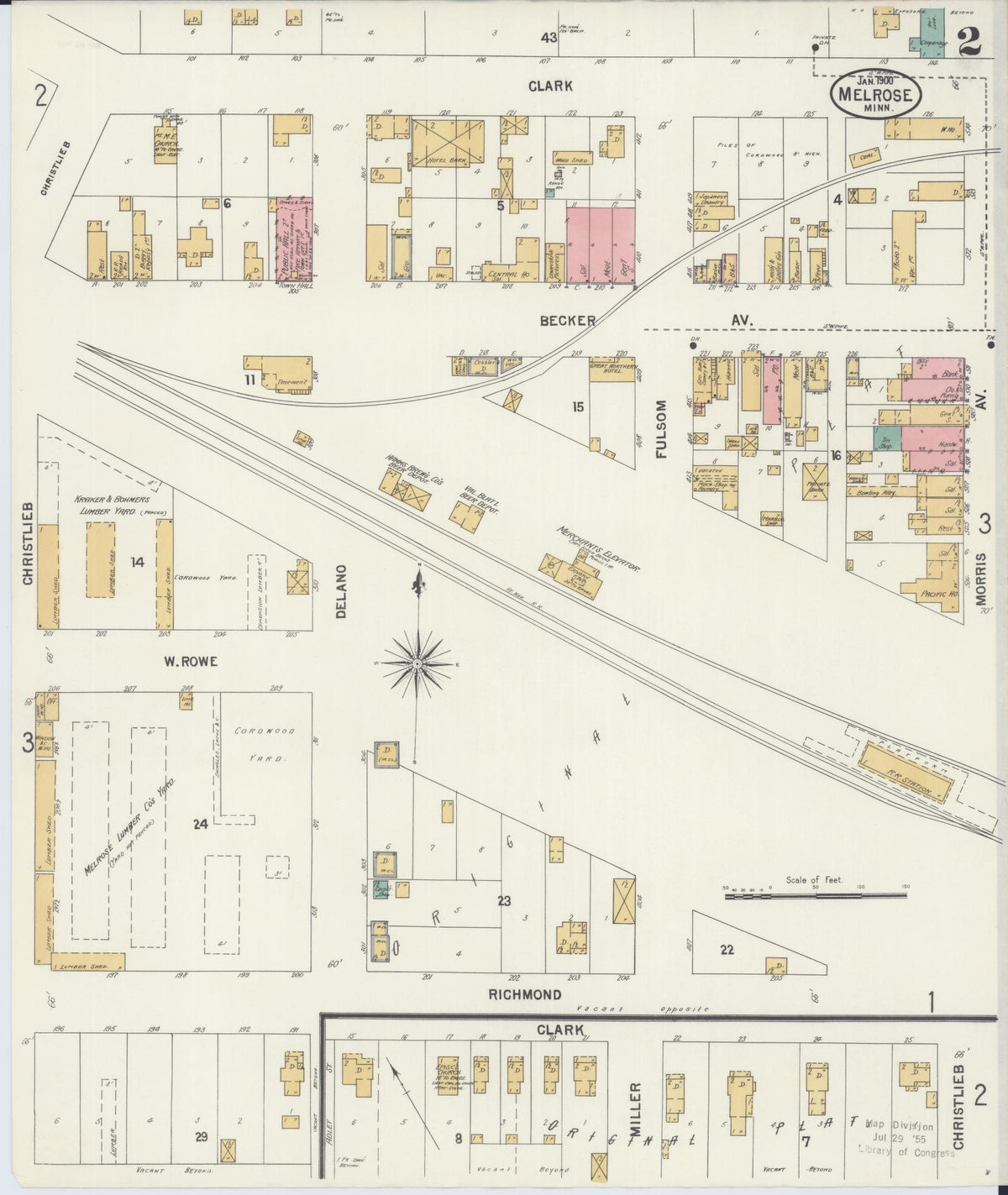 Sanborn Fire Insurance Map from Melrose, Stearns County, Minnesota (1900), Sheet #0002 - Complete Map Set gallery image, historic Sanborn map, vintage wall art, Minnesota Minnesota