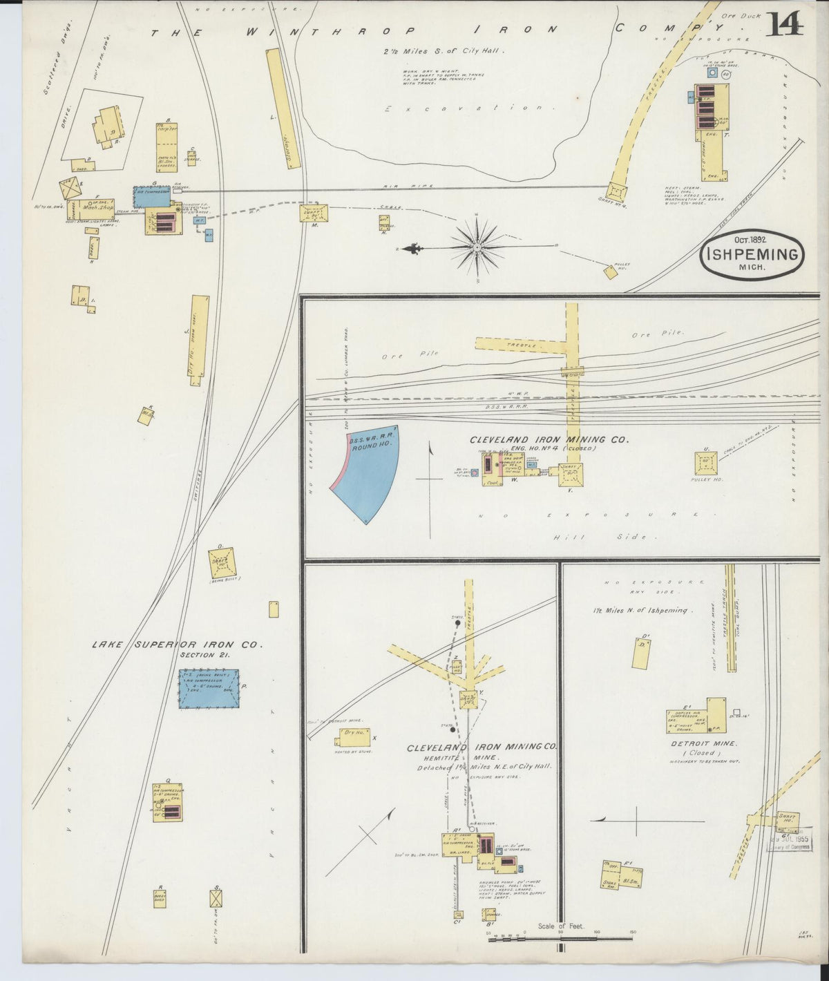 Sanborn Fire Insurance Map from Ishpeming, Marquette County, Michigan (1892), Sheet #0014 - Complete Map Set gallery image, historic Sanborn map, vintage wall art, Michigan Michigan