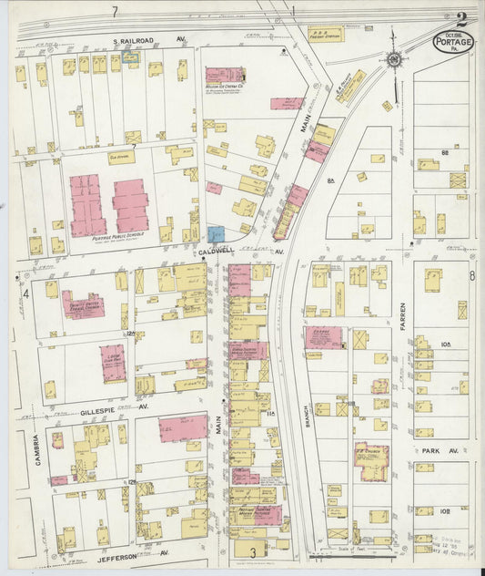 Sanborn Fire Insurance Map from Portage, Cambria County, Pennsylvania (1916), Sheet #0002 - Historic Sanborn Fire Insurance Map Print, vintage old map wall art, antique decor, genealogy gift, Pennsylvania Pennsylvania map