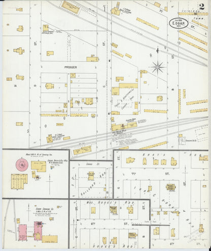 Sanborn Fire Insurance Map from Edgar, Clay County, Nebraska (1899), Sheet #0002 - Complete Map Set gallery image, historic Sanborn map, vintage wall art, Nebraska Nebraska