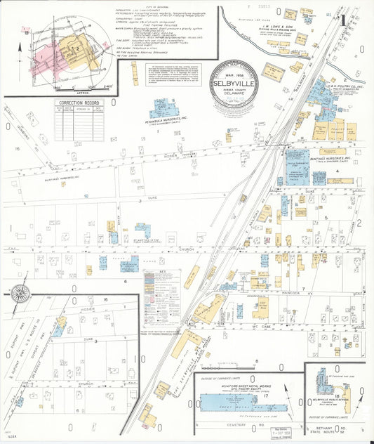 Sanborn Fire Insurance Map from Selbyville, Sussex County, Delaware (1958), Sheet #0001 - Complete Map Set gallery image, historic Sanborn map, vintage wall art, Delaware Delaware
