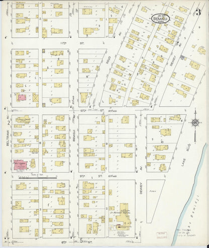 Sanborn Fire Insurance Map from Bemidji, Beltrami County, Minnesota (1914), Sheet #0003 - Historic Sanborn Fire Insurance Map Print, vintage old map wall art, antique decor, genealogy gift, Minnesota Minnesota map
