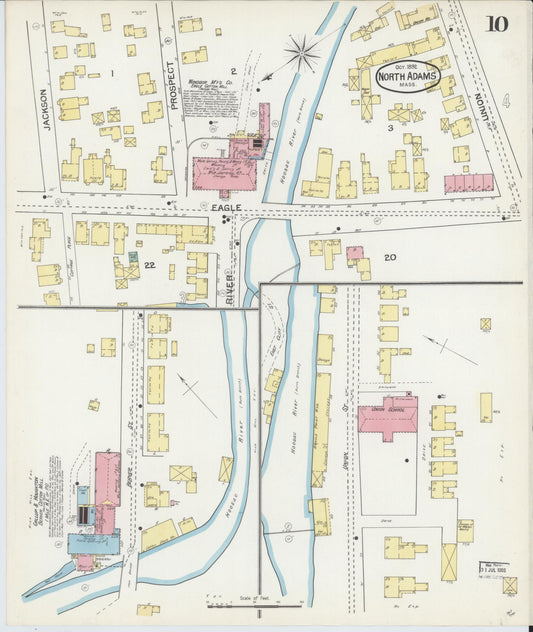 Sanborn Fire Insurance Map from North Adams, Berkshire County, Massachusetts (1892), Sheet #0010 - Historic Sanborn Fire Insurance Map Print, vintage old map wall art, antique decor, genealogy gift, Massachusetts Massachusetts map