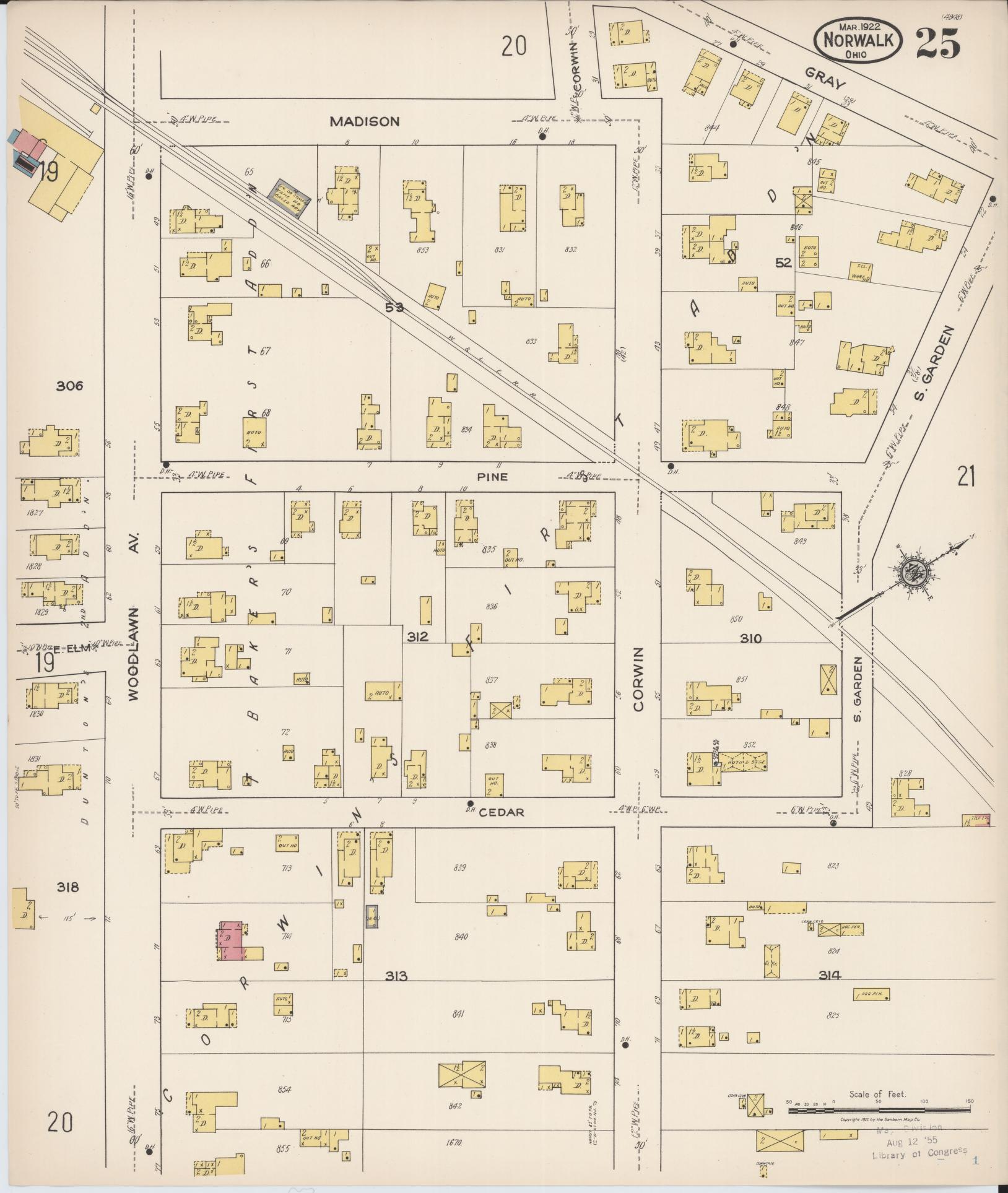 Sanborn Fire Insurance Map from Norwalk, Huron County, Ohio (1922), Sheet #0025 - Complete Map Set gallery image, historic Sanborn map, vintage wall art, Ohio Ohio