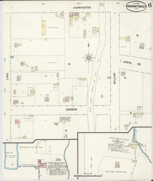 Sanborn Fire Insurance Map from American Fork, Utah County, Utah (1890), Sheet #0006 - Historic Sanborn Fire Insurance Map Print, vintage old map wall art, antique decor, genealogy gift, American Fork Utah map