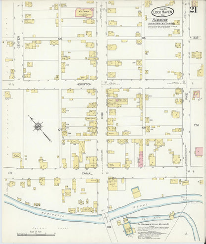 Sanborn Fire Insurance Map from Lock Haven, Clinton County, Pennsylvania (1914), Sheet #0021 - Historic Sanborn Fire Insurance Map Print, vintage old map wall art, antique decor, genealogy gift, Pennsylvania Pennsylvania map