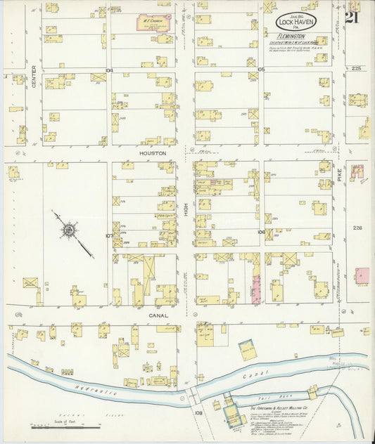 Sanborn Fire Insurance Map from Lock Haven, Clinton County, Pennsylvania (1914), Sheet #0021 - Historic Sanborn Fire Insurance Map Print, vintage old map wall art, antique decor, genealogy gift, Pennsylvania Pennsylvania map