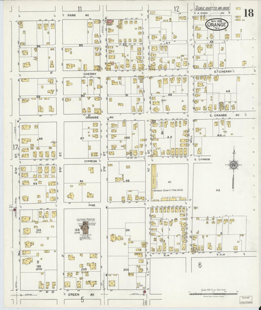 Sanborn Fire Insurance Map from Orange, Orange County, Texas (1919), Sheet #0018 - Historic Sanborn Fire Insurance Map Print, vintage old map wall art, antique decor, genealogy gift, Texas Texas map