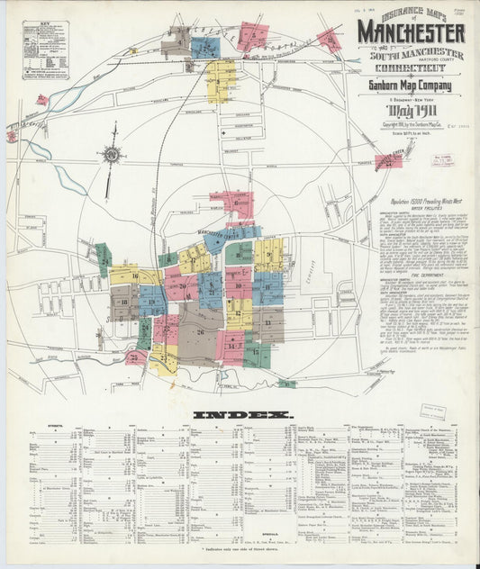 Sanborn Fire Insurance Map from Manchester, Hartford County, Connecticut. (1911) – Historic Sanborn Fire Insurance Map Print