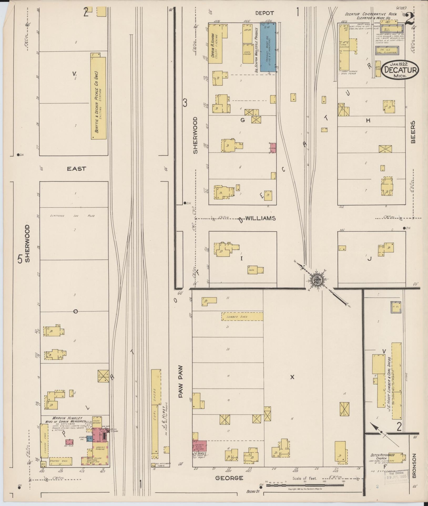 Sanborn Fire Insurance Map from Decatur, Van Buren County, Michigan (1922), Sheet #0002 - Historic Sanborn Fire Insurance Map Print, vintage old map wall art, antique decor, genealogy gift, Michigan Michigan map