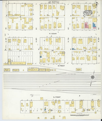 Sanborn Fire Insurance Map from Rawlins, Carbon County, Wyoming (1920), Sheet #0007 - Complete Map Set gallery image, historic Sanborn map, vintage wall art, Wyoming Wyoming